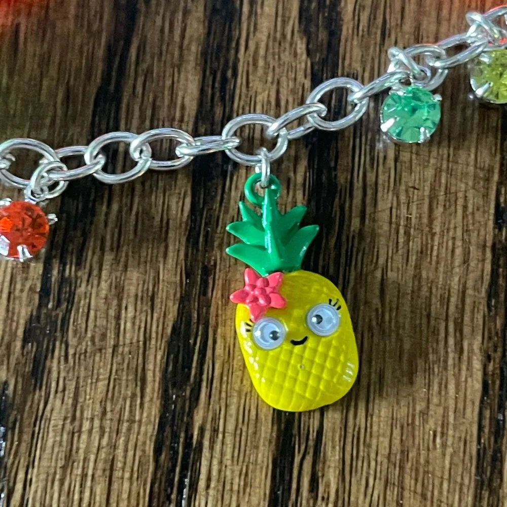 Nwt girls Justice neon pineapple stretchy bracelet